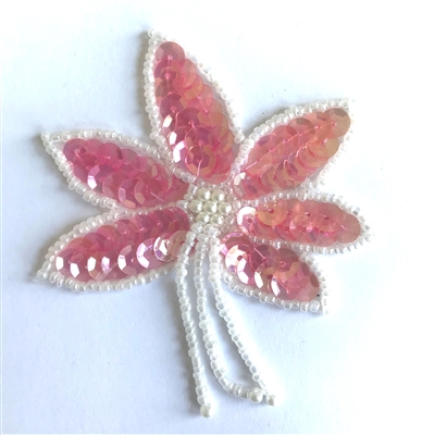 Flower Blossom Beaded Sequined Sew-On Applique