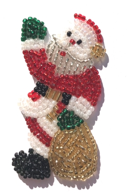 Santa Claus Christmas Beaded Sequined Sew-On Applique