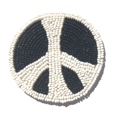 Peace Symbol Beaded Sew-On Applique