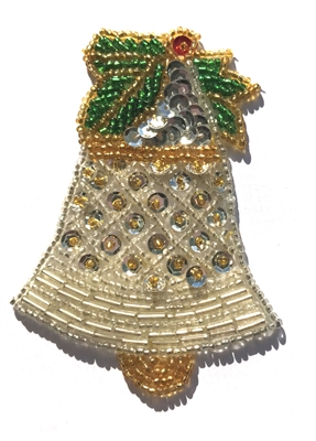 Christmas Bell Beaded Sequined Sew-On Applique
