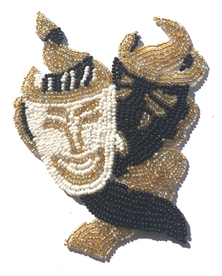 Comedy Tragedy Mask Beaded Sew-On Applique