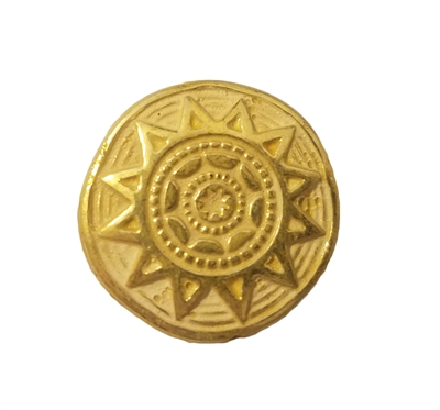 25mm Round Gold Resin Aztec Sun Coin Beads, 8 ct Bag