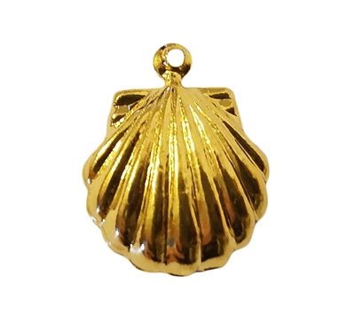 Gold Tone Metal Seashell Clam Shell Charms Jewelry Findings, 4 ct Bag