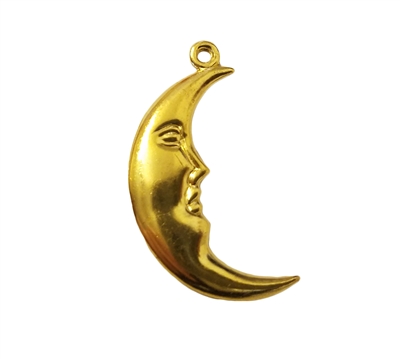 Crescent Man in The Moon Gold Tone Metal Jewelry Charms Findings