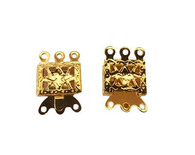 Gold Brass or Silver Nickel Plated Filigree Box Clasps, 4 ct