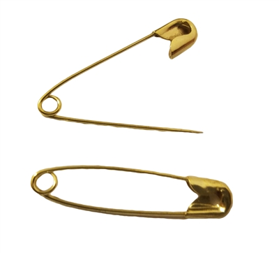 38mm Brass or Nickel Plated Steel Safety Pins, 12 ct