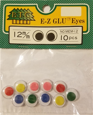 Pack of Multi-Color 12mm Round Wiggle Googly Eyes