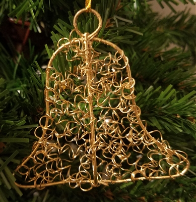 Gold Wire Bell Christmas Ornament