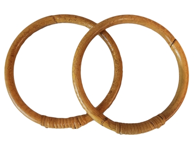 5" Round Pair of Natural Wrapped Rattan Purse Handles