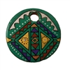 Green Southwestern Painted Round Resin Pendant