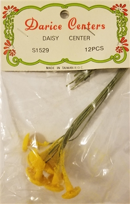 Darice Yellow Daisy Center on Wire Stem (12 pcs)