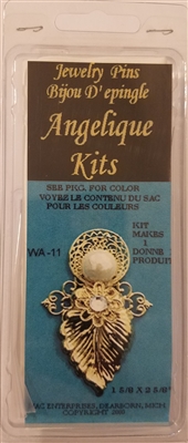 Angelique Kits Gold Leaf Angel Beaded Jewelry Pin