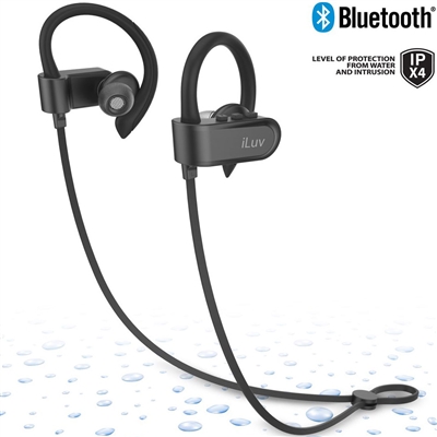 iLuv FITACTJET3BK Wireless Water Splash Proof In-Ear Sports Earphones