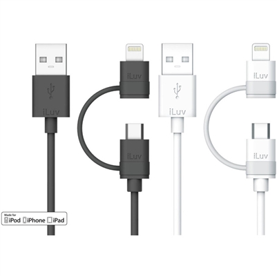 iLuv ICB267 2-in-1 Lightning Cable with Micro USB