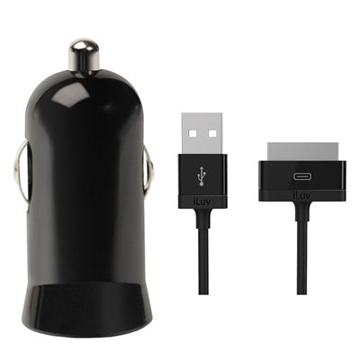 iLuv Micro-Size USB Car Charger with iPad/iPod/iPhone Cable