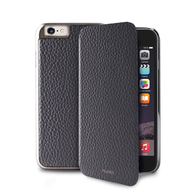 Puro Business Booklet Leather Case for iPhone 6 Plus W/Gun Frame & Card Slot Grey