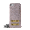 Puro Glam for iPhone 6 Plus Silver Chain Ecoleather Grey Cover 2 Card Slots