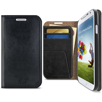 iLuv SS4DIARBK Diary Premium Leather Wallet Case For GALAXY S4