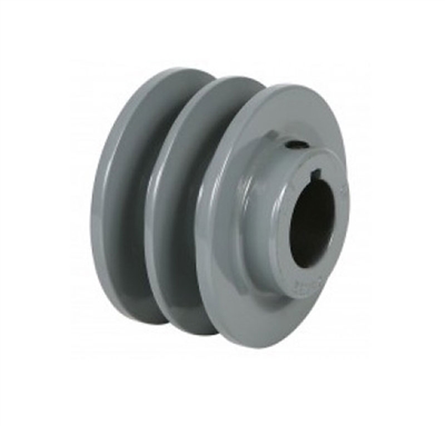2AK-20 3/4" Bore Solid Sheave Pulley with 2" OD , Hex set screws 2 grooves  for V-belts size 4L, 3L  2AK  (OD 2"- ID 3/4")