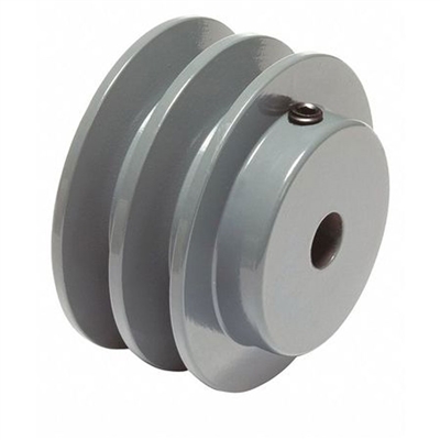 2AK-22 1/2" Bore Solid Sheave Pulley with 2.2" OD , Hex set screws 2 grooves  for V-belts size 4L, 3L  2AK  (OD 22"- ID 1/2")