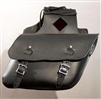 Slanted Black Leather Saddle Bags