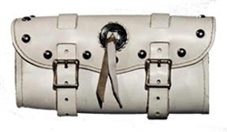 Large White Studded Concho Leather Tool bag