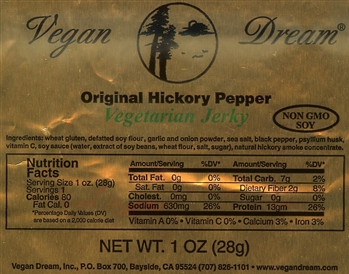 Vegan Dream Hickory Pepper Vegan Jerky Single Serving.