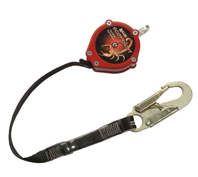 Miller PFL-5/9FT Scorpion Personal Fall Limiter With D-Ring Swivel Hook Unit Connector And Locking Snap Hook Lanyard End Connector