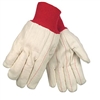 MCR 9018CR Double-Palm Nap-In Canvas Glove - Natural/Red Knit Wrist