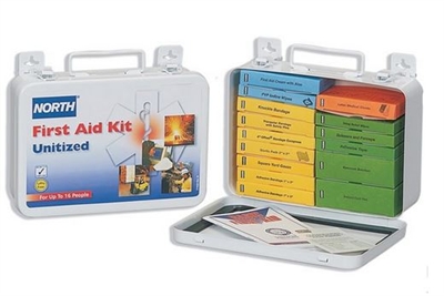 North Safety 019709-0005L 8" x 5" x 2-5/8" Metal 10 Unit Unitized First Aid Kit