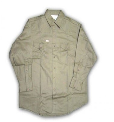 RASCO FRB1201 10 Oz Khaki Fire Retardant Long Sleeve Dress Shirt