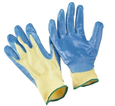 Seattle Glove K20B 100% Kevlar String Knit Cut Resistant Glove - Dots On Both Side - Blue Nitrile Palm