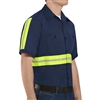 Red Kap SC40 Navy Men's Enhanced Visibility Cotton Work Shirt