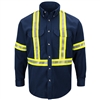 Bulwark SLUCNV Navy EXCEL FR ComforTouch 7 Oz Dress Uniform Shirt With CSA Reflective Trim