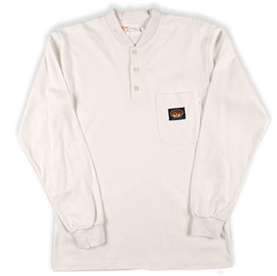 RASCO WTF456 White Fire Retardant Long Sleeve Cotton Henley