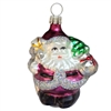 German Blown Glass Purple & Silver Glitter Plump Santa