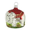 German Blown Glass White & Red Elephant Ornament