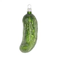 Frosted German Christmas Pickle Green Matt