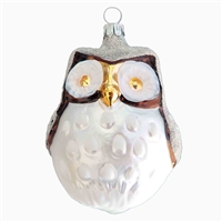 Large Brown & White Frost Owl Ornament From German Artisans