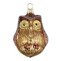 Brown Owl Blown Glass Ornament From Germany