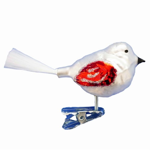 Authentic German White Matt & Red Clip-On Bird