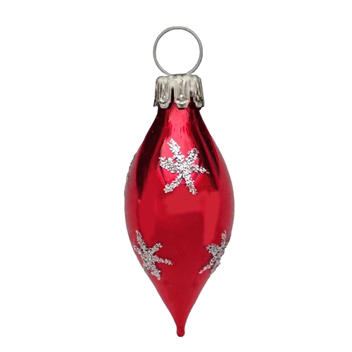 Mini Gloss Red & Silver Star Teardrop Olive