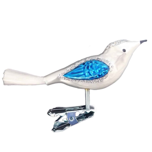 German Mini Clip-On Ice White & Blue Bird