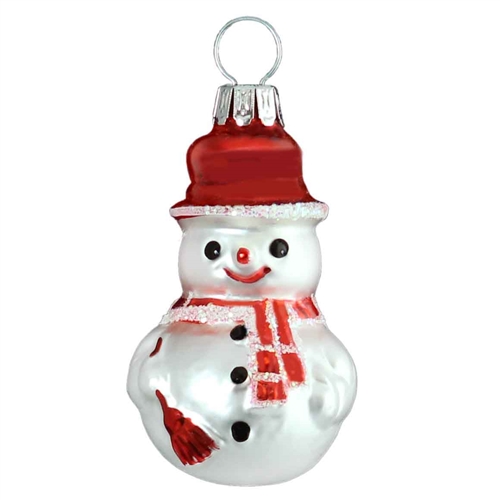 Mini Snowman White Red Hat Feather Tree Decoration