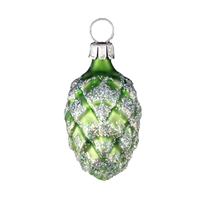 Green & Silver Glitter Pine Cone Ornament