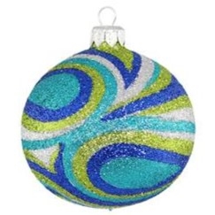 8cm Ball Glitter Stream Aqua Turquoise