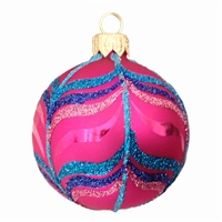 6cm Elena Pink Fuchsia Multi Color Glass X-mas Ball