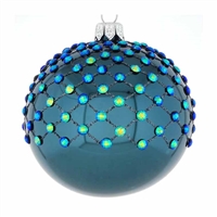 6cm  Blown Glass Ball Gunmetal Blue / Grey Multi Color