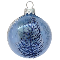 8cm Winter Blue Featherlight Blown Glass Ball