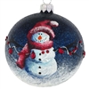 8cm Frosty Snowman In The Snow Handpainted Ball